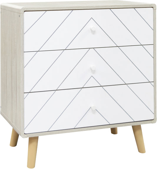 DIXIE 3 DRAWER CHEST - DUSTY GREY/WHITE