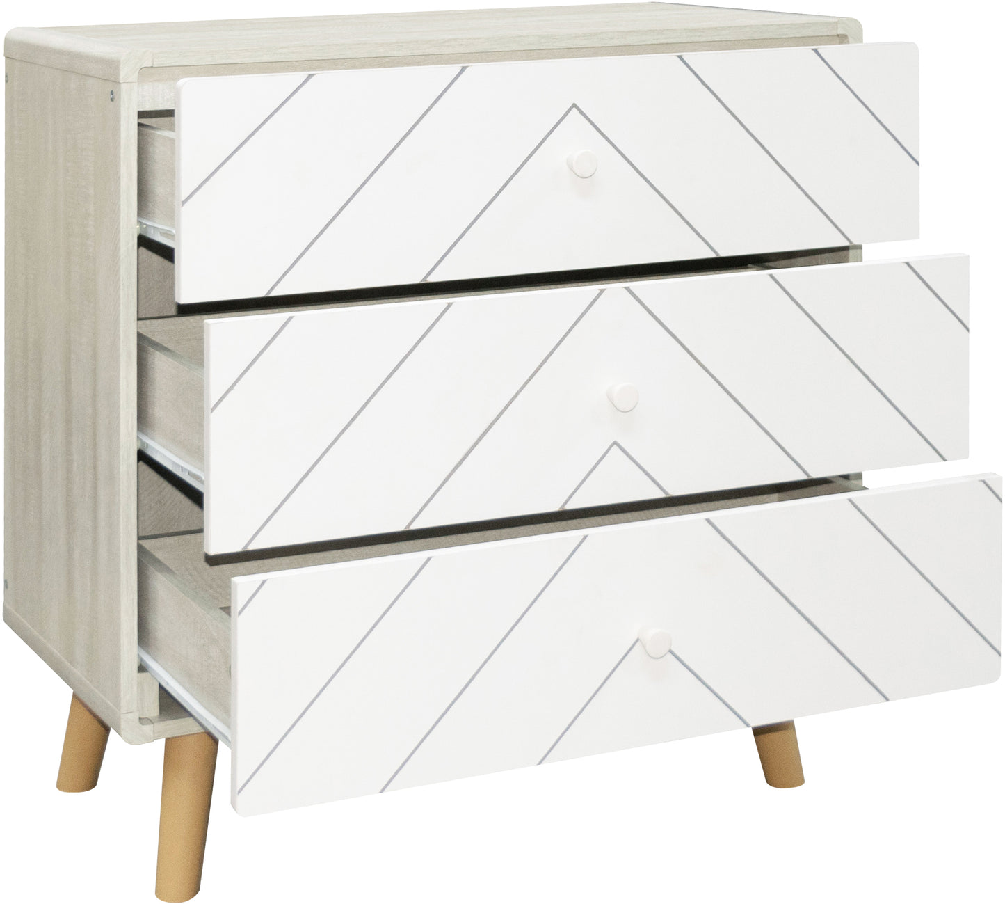 DIXIE 3 DRAWER CHEST - DUSTY GREY/WHITE