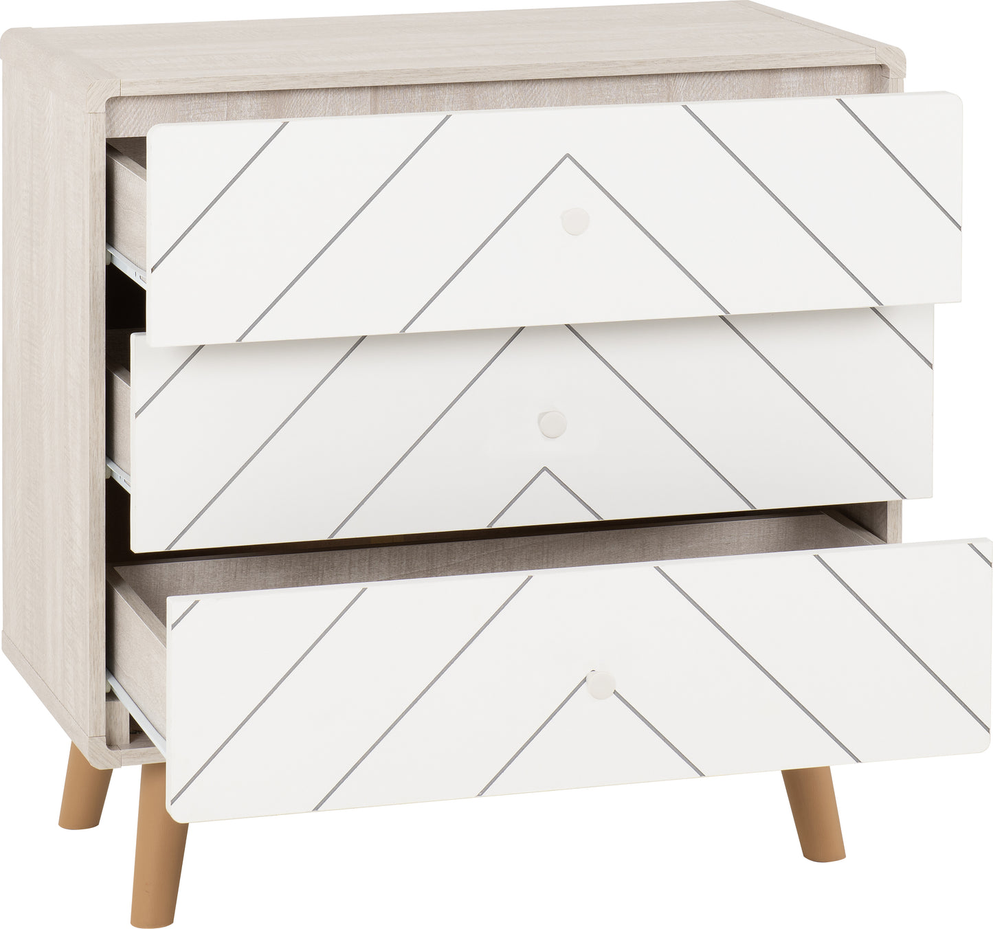 DIXIE 3 DRAWER CHEST - DUSTY GREY/WHITE