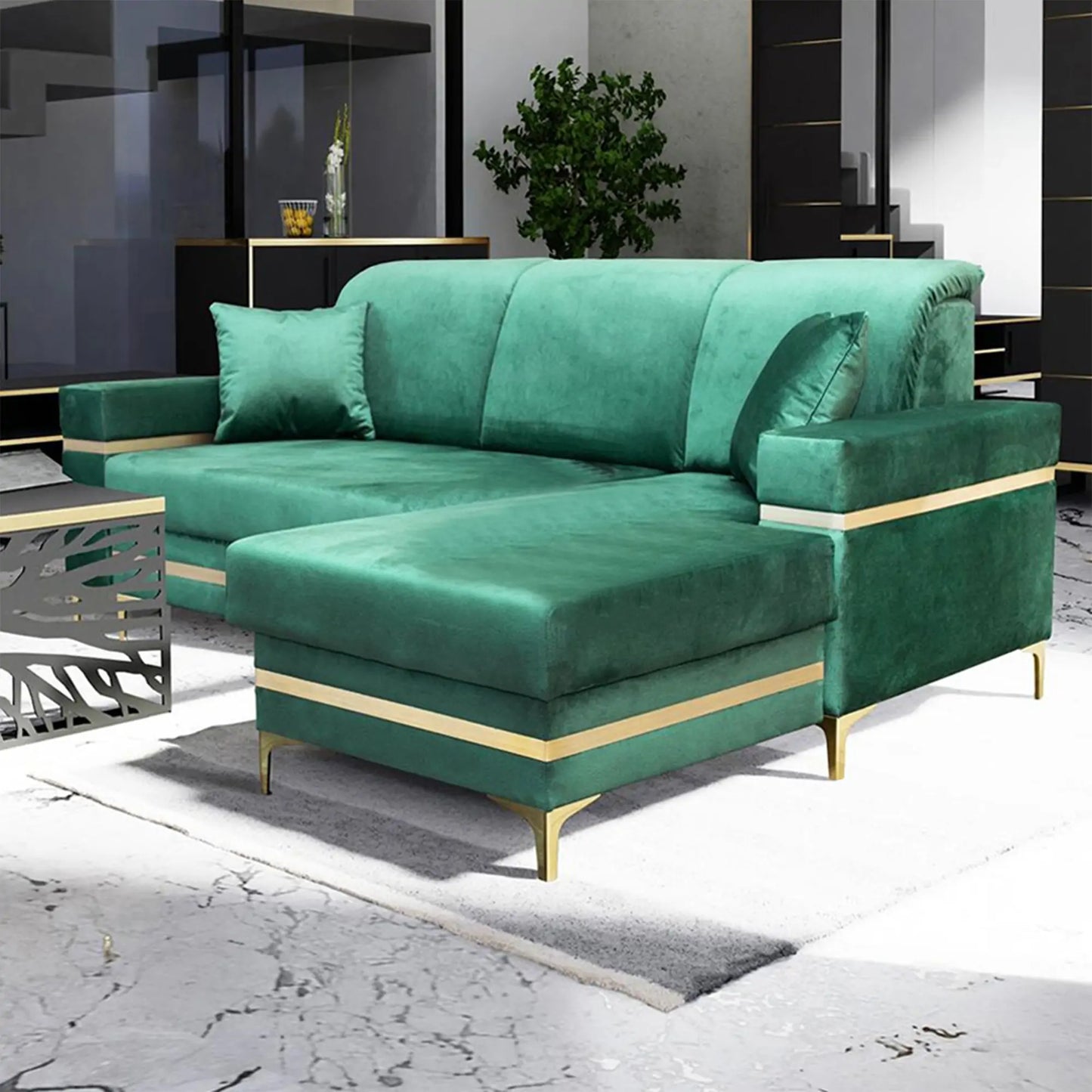 Florence Corner Sofa Bed Green