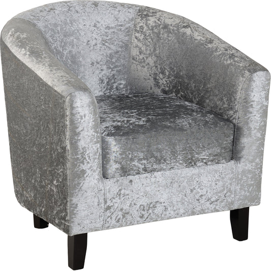 HAMMOND TUB CHAIR - SILVER CRUSHED VELVET