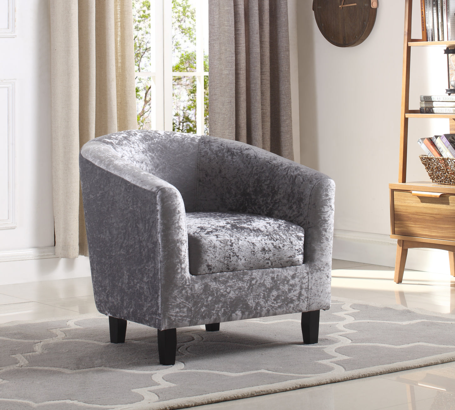 HAMMOND TUB CHAIR - SILVER CRUSHED VELVET