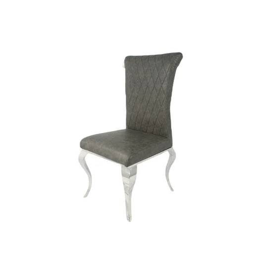 London PU Dark Grey Chair (Chrome Legs)