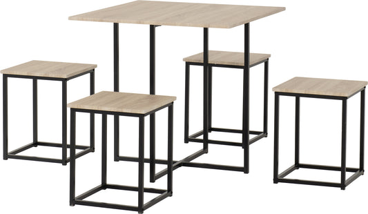 KENT 1+4 STOWAWAY DINING SET - SONOMA OAK EFFECT/BLACK