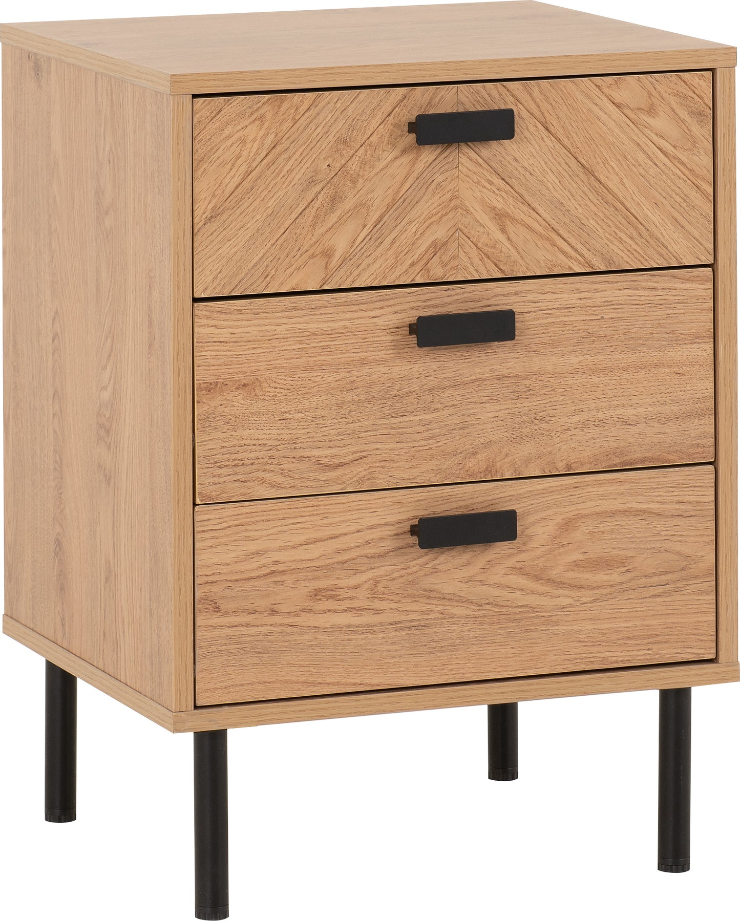 LEON 3 DRAWER BEDSIDE - MEDIUM OAK EFFECT