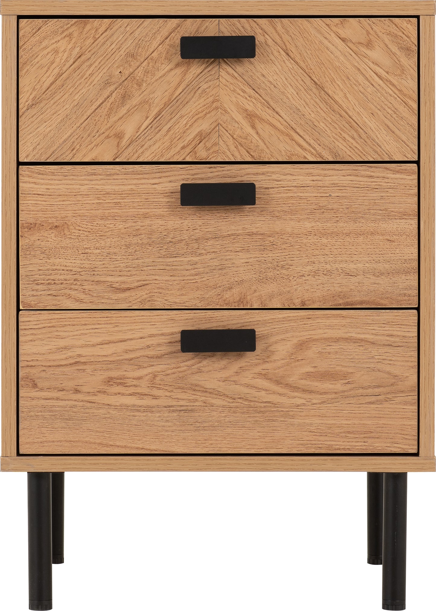 LEON 3 DRAWER BEDSIDE - MEDIUM OAK EFFECT