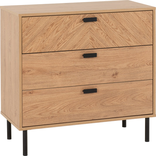 LEON 3 DRAWER CHEST - MEDIUM OAK EFFECT