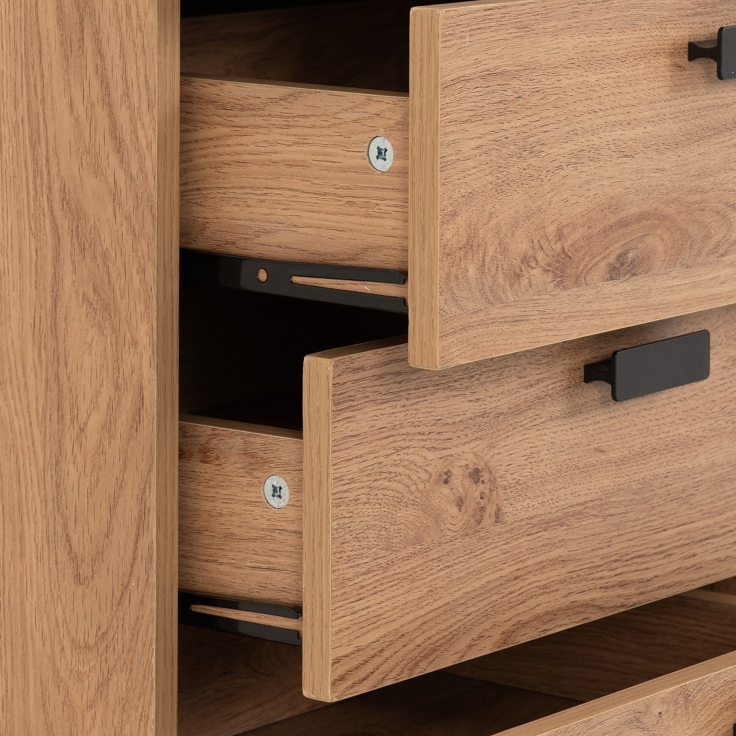 LEON 5 DRAWER NARROW CHEST - MEDIUM OAK EFFECT