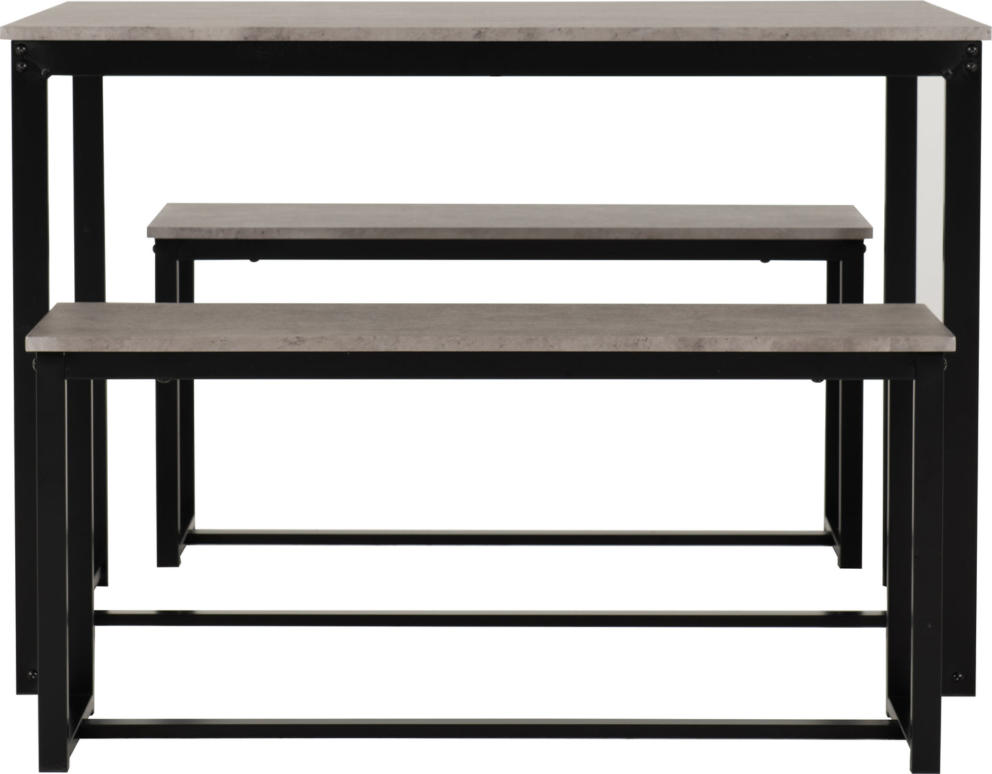 LINCOLN 1+2 DINING BENCH SET - STONE EFFECT/BLACK