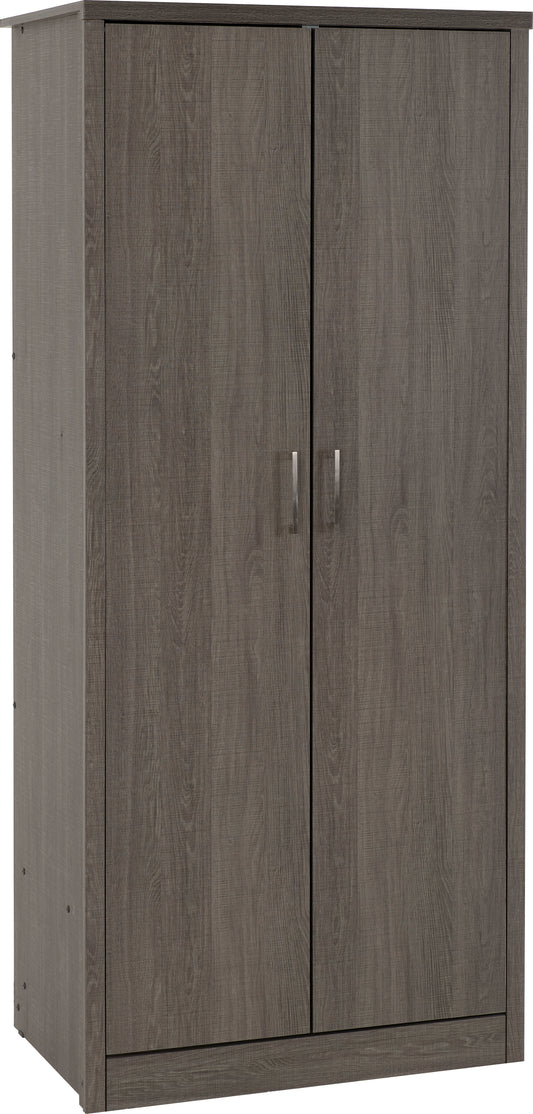 LISBON 2 DOOR WARDROBE - BLACK WOOD GRAIN