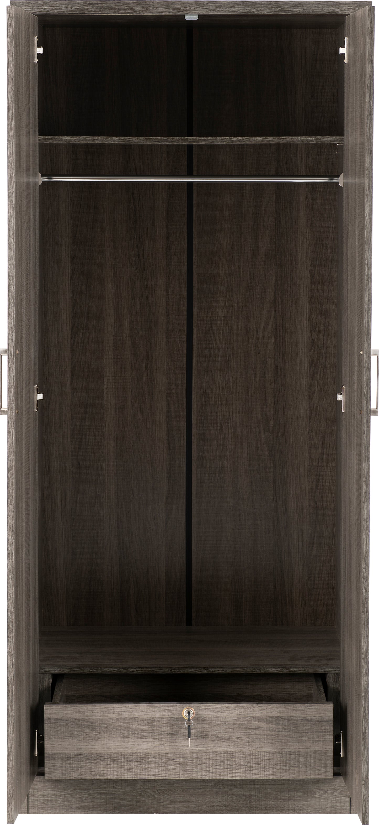 LISBON 2 DOOR WARDROBE - BLACK WOOD GRAIN