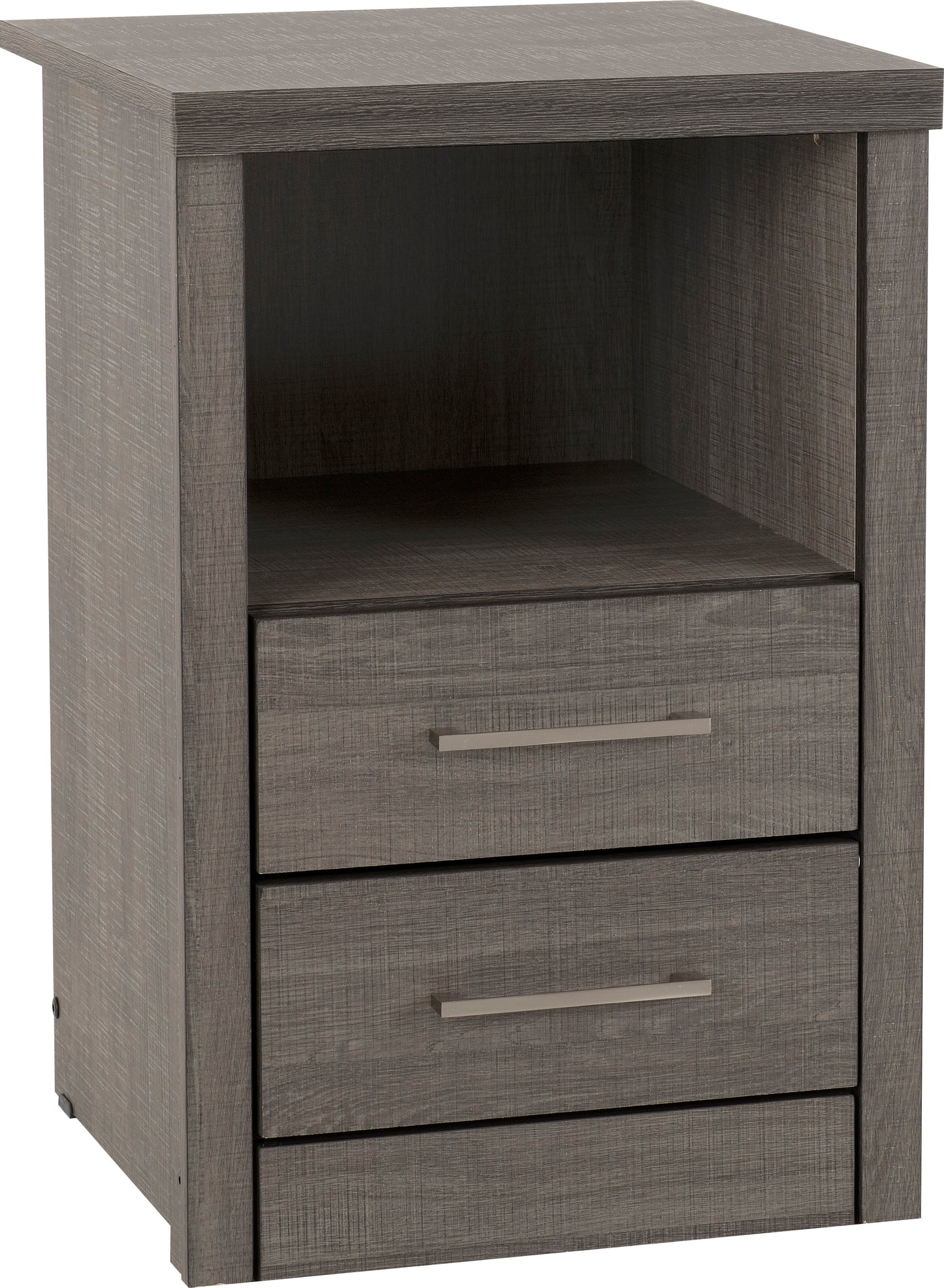 LISBON 2 DRAWER BEDSIDE - BLACK WOOD GRAIN