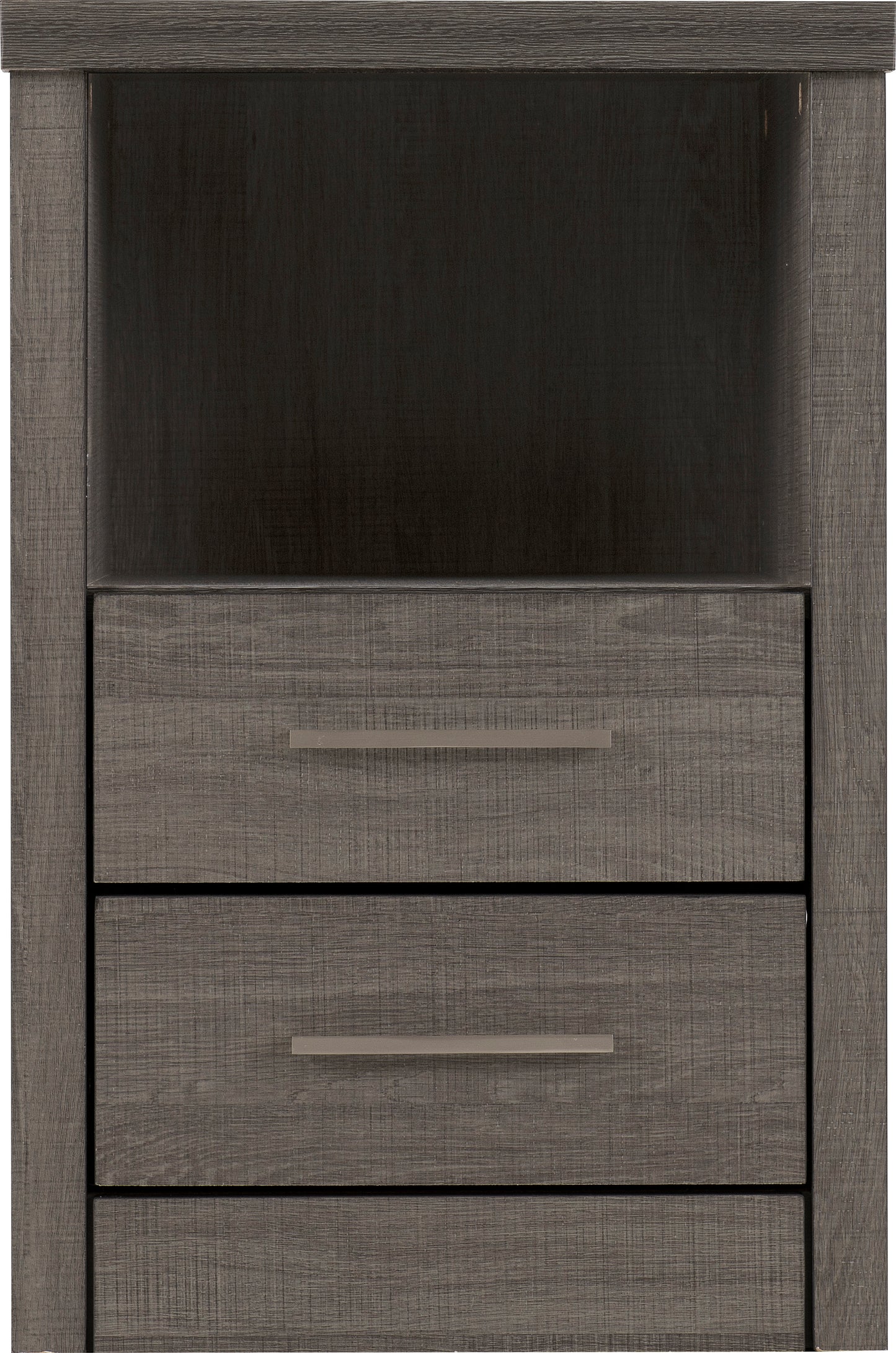 LISBON 2 DRAWER BEDSIDE - BLACK WOOD GRAIN