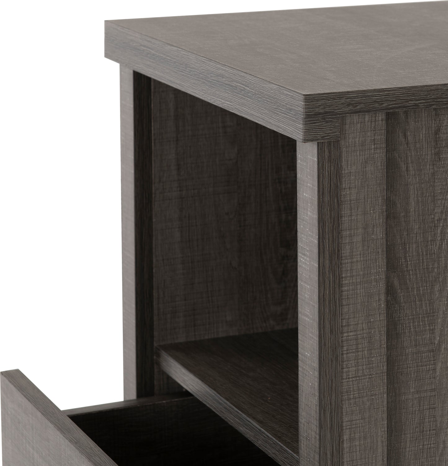 LISBON 2 DRAWER BEDSIDE - BLACK WOOD GRAIN