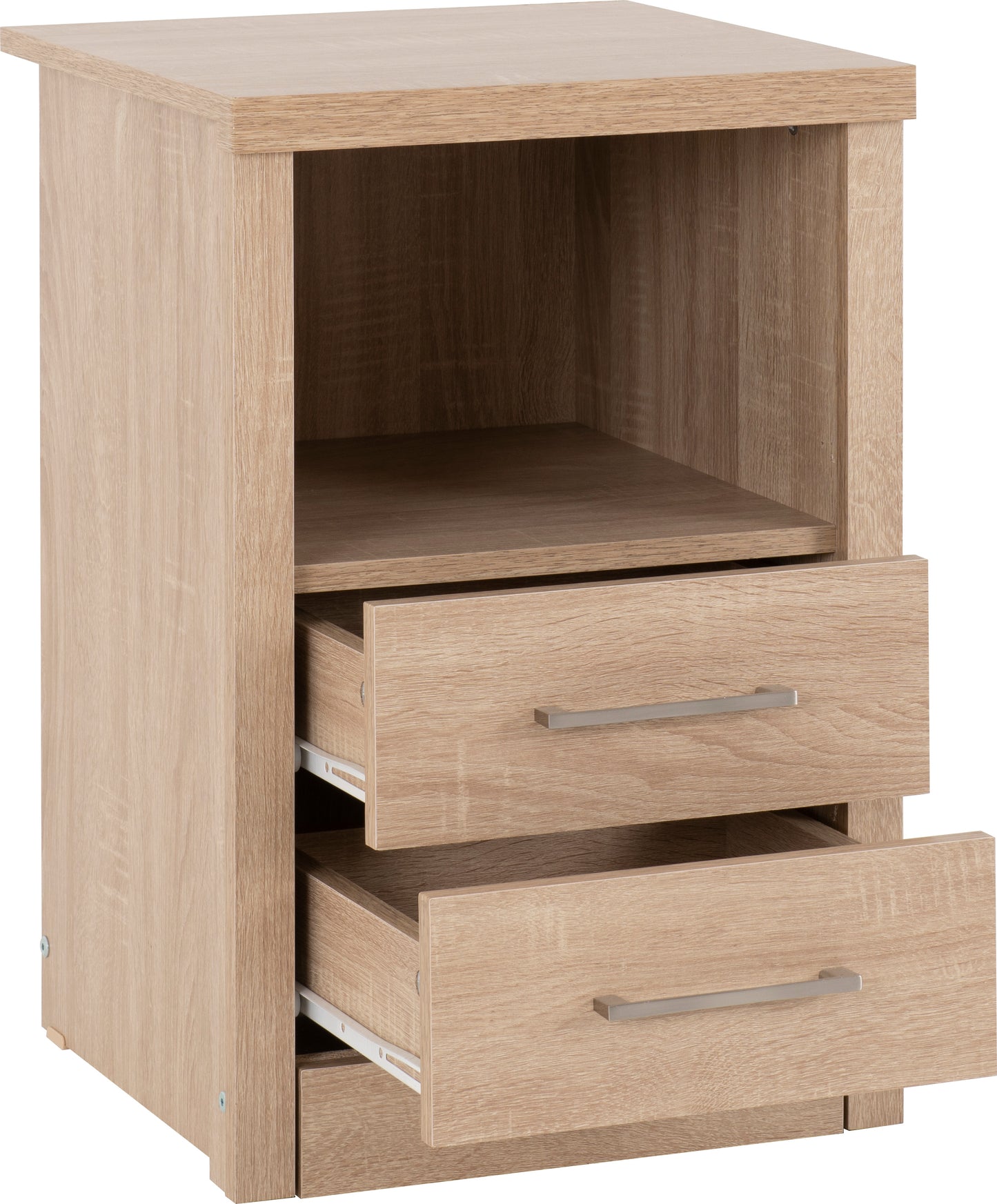 LISBON 2 DRAWER BEDSIDE - LIGHT OAK EFFECT VENEER