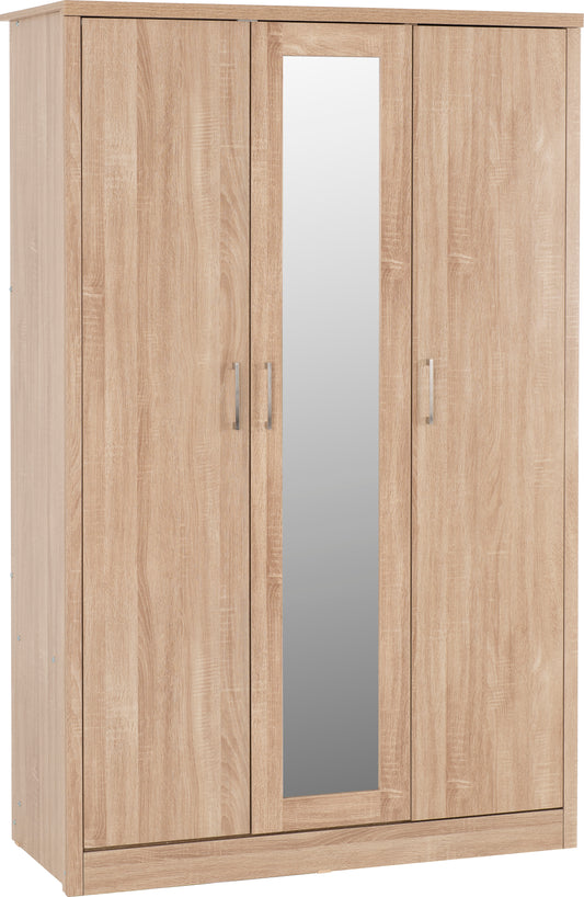 LISBON 3 DOOR WARDROBE - LIGHT OAK EFFECT VENEER