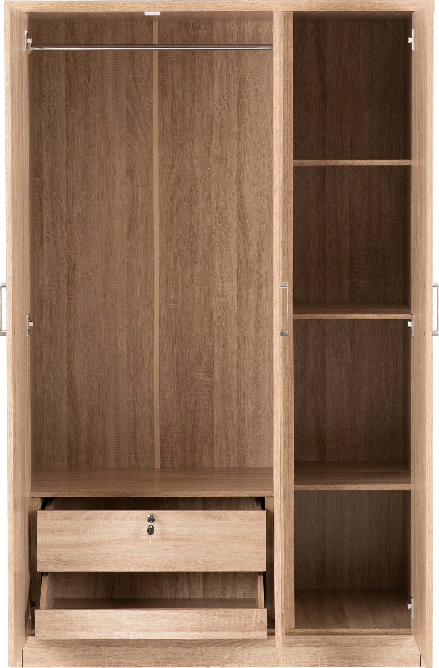 LISBON 3 DOOR WARDROBE - LIGHT OAK EFFECT VENEER