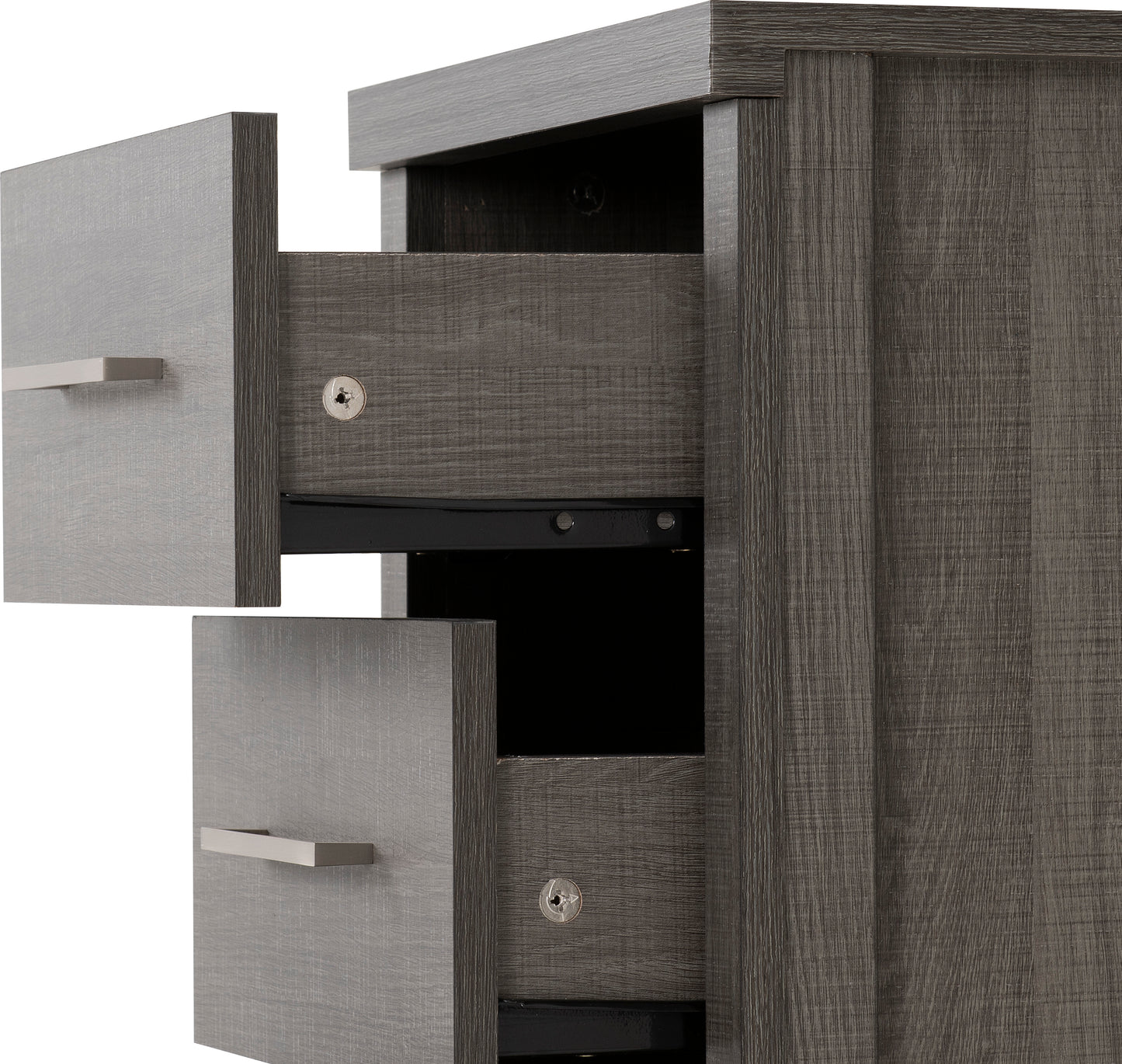 LISBON 3 DRAWER BEDSIDE - BLACK WOOD GRAIN