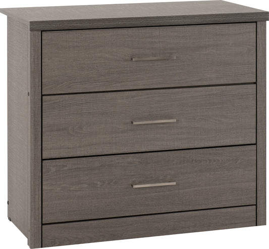 LISBON 3 DRAWER CHEST - BLACK WOOD GRAIN