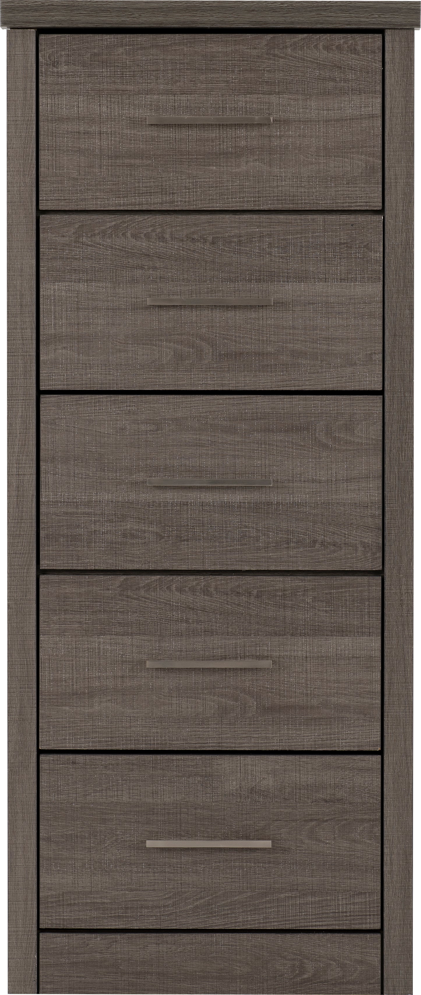 LISBON 5 DRAWER NARROW CHEST - BLACK WOOD GRAIN