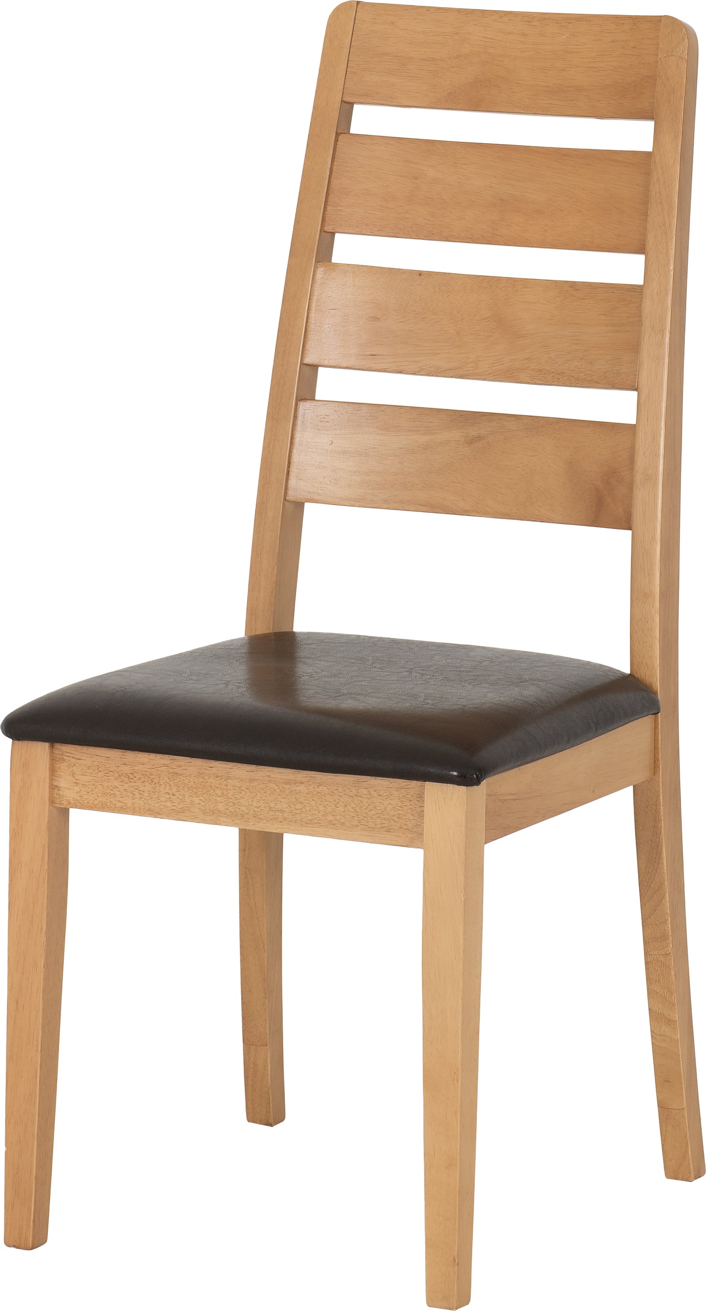 LOGAN CHAIR (BOX OF 2) - OAK VARNISH/BROWN FAUX LEATHER