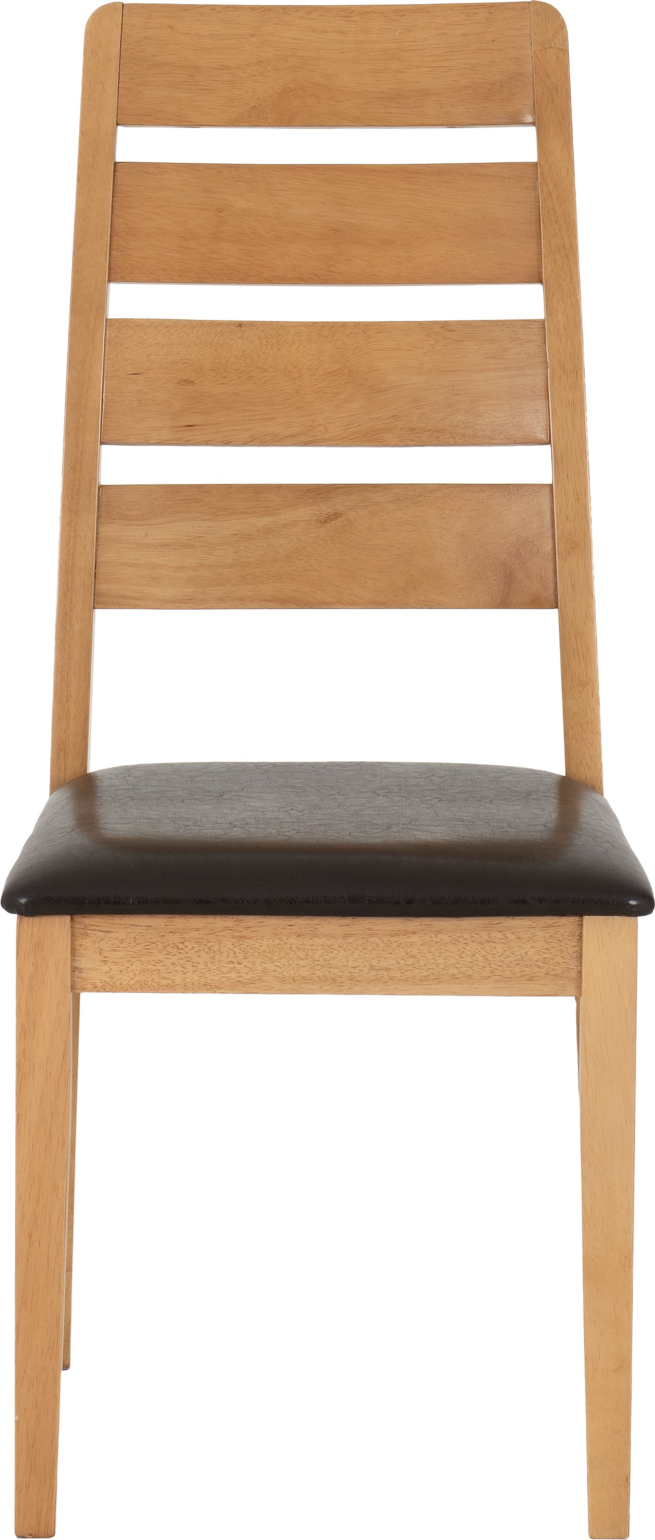 LOGAN CHAIR (BOX OF 2) - OAK VARNISH/BROWN FAUX LEATHER