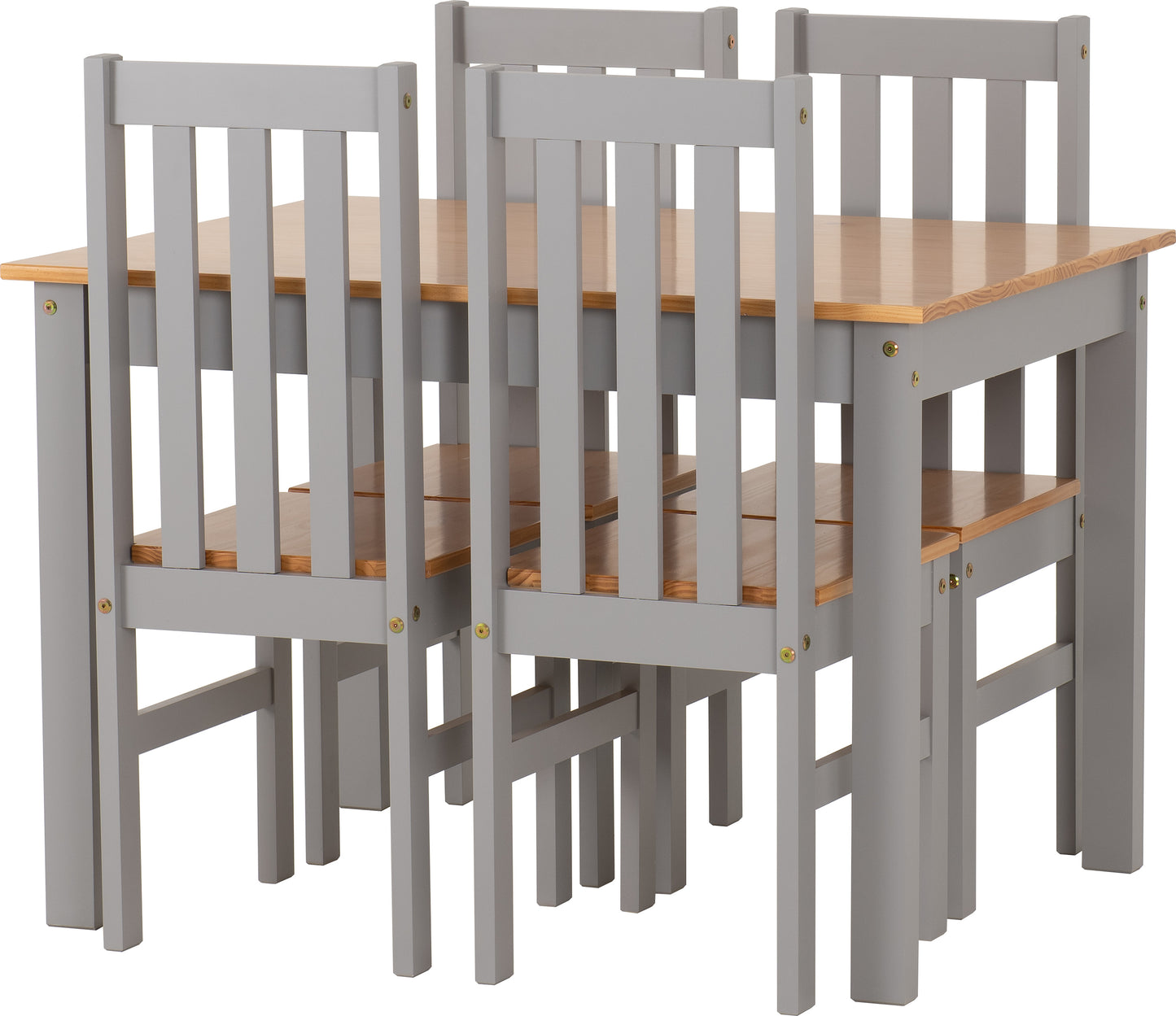 LUDLOW 1+4 DINING SET - GREY/OAK LACQUER