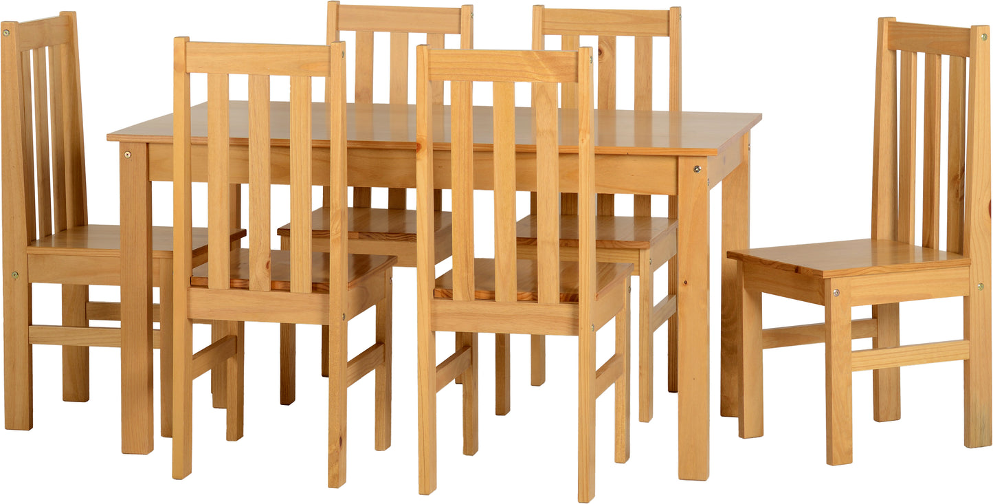 LUDLOW 1+6 DINING SET - WHITE/OAK LACQUER