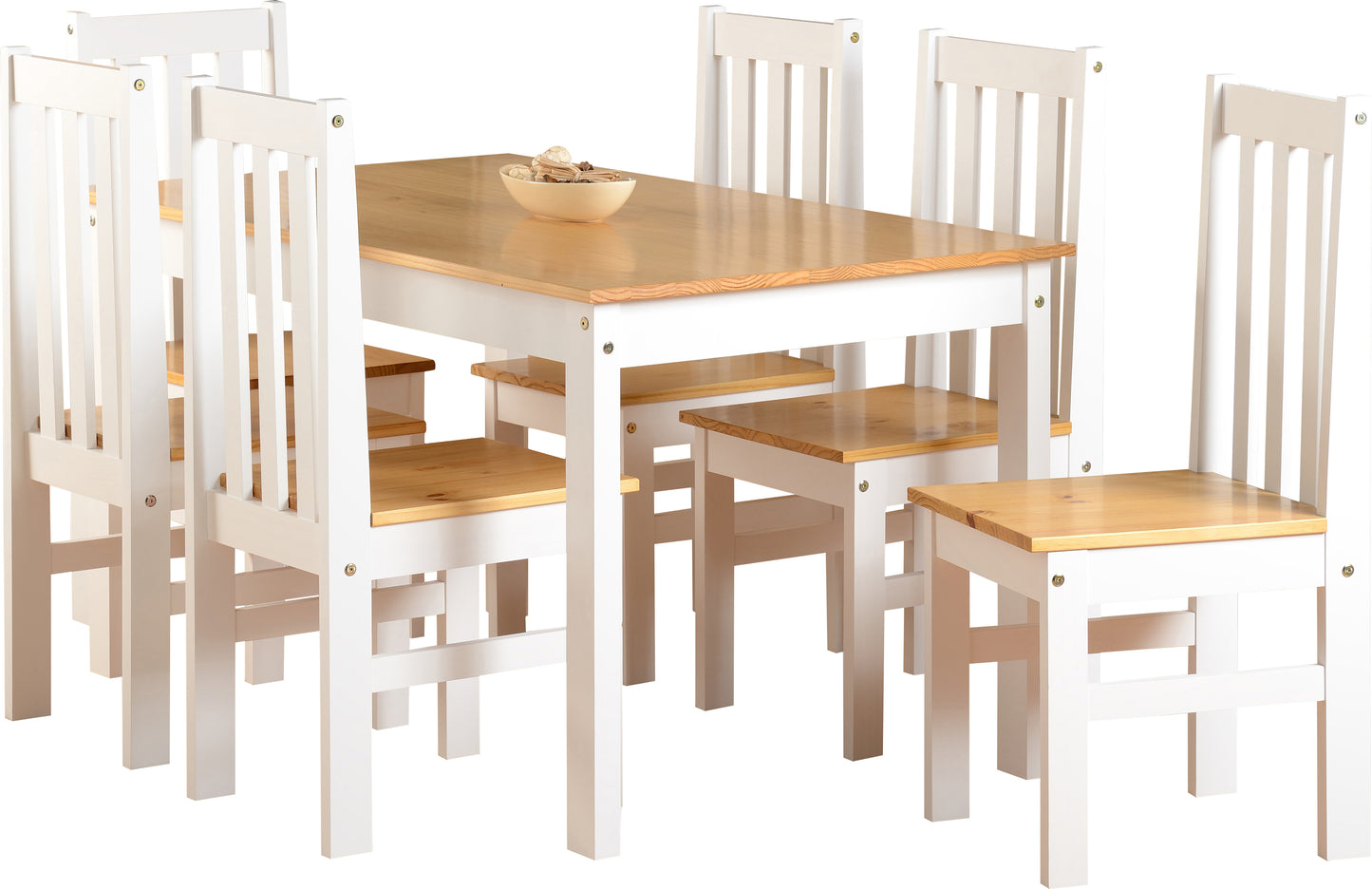 LUDLOW 1+6 DINING SET - WHITE/OAK LACQUER