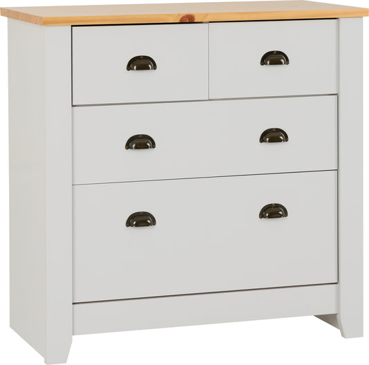 LUDLOW 2+2 DRAWER CHEST - GREY/OAK LACQUER