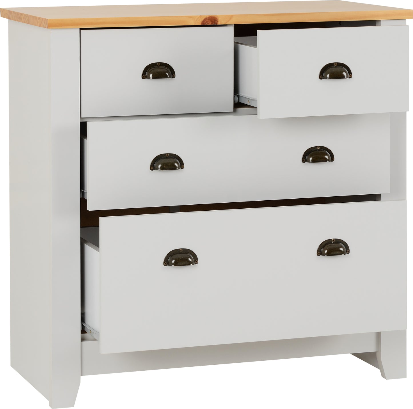 LUDLOW 2+2 DRAWER CHEST - GREY/OAK LACQUER