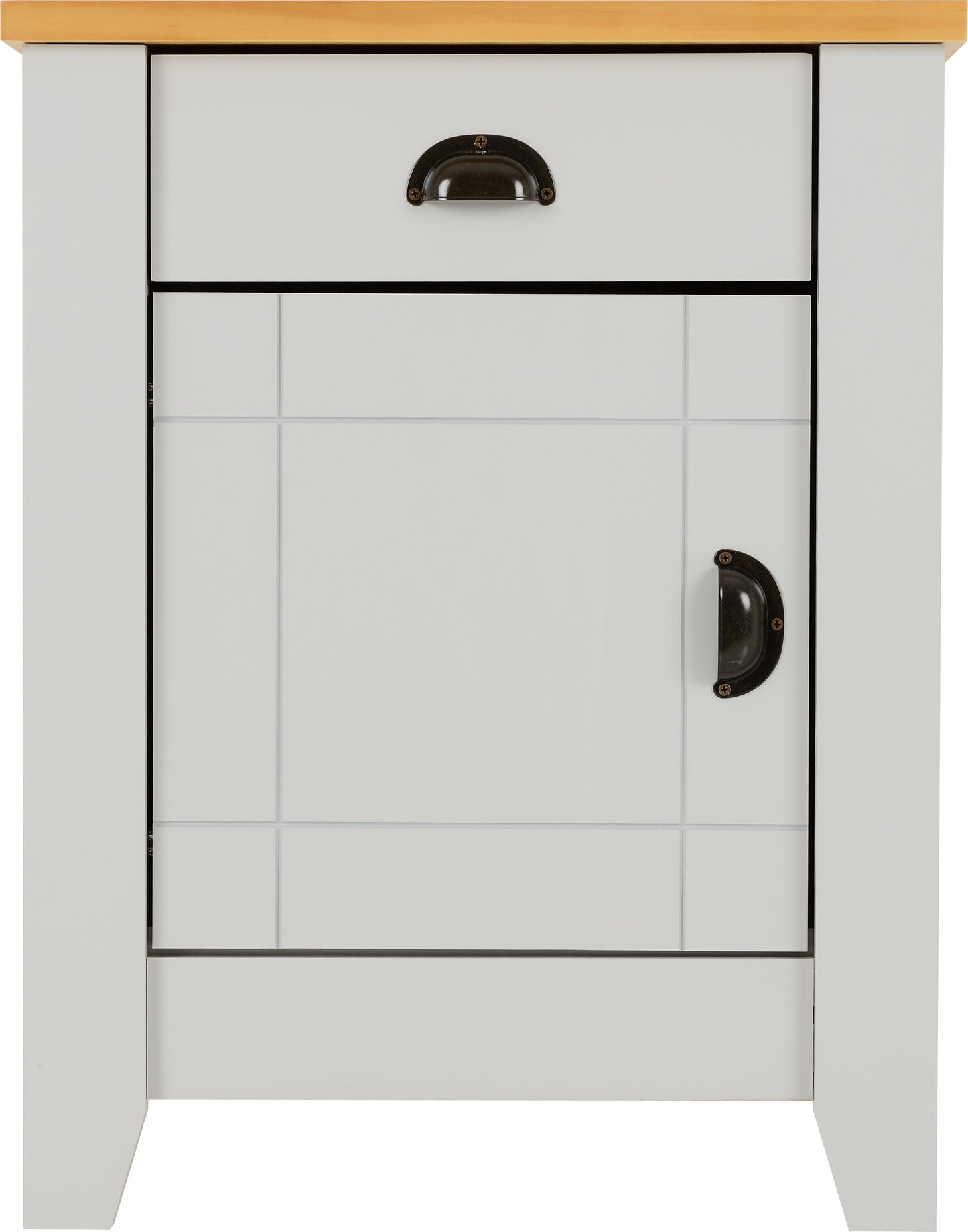 LUDLOW 1 DRAWER 1 DOOR BEDSIDE - GREY/OAK LACQUER