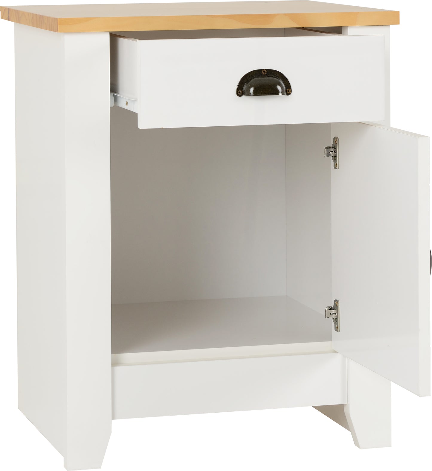 LUDLOW 1 DRAWER 1 DOOR BEDSIDE - WHITE/OAK LACQUER