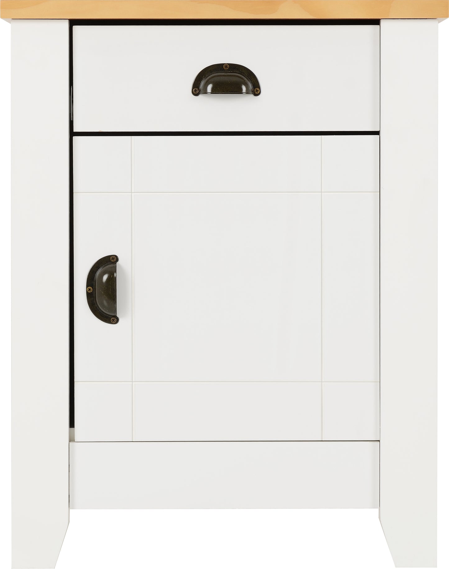 LUDLOW 1 DRAWER 1 DOOR BEDSIDE - WHITE/OAK LACQUER