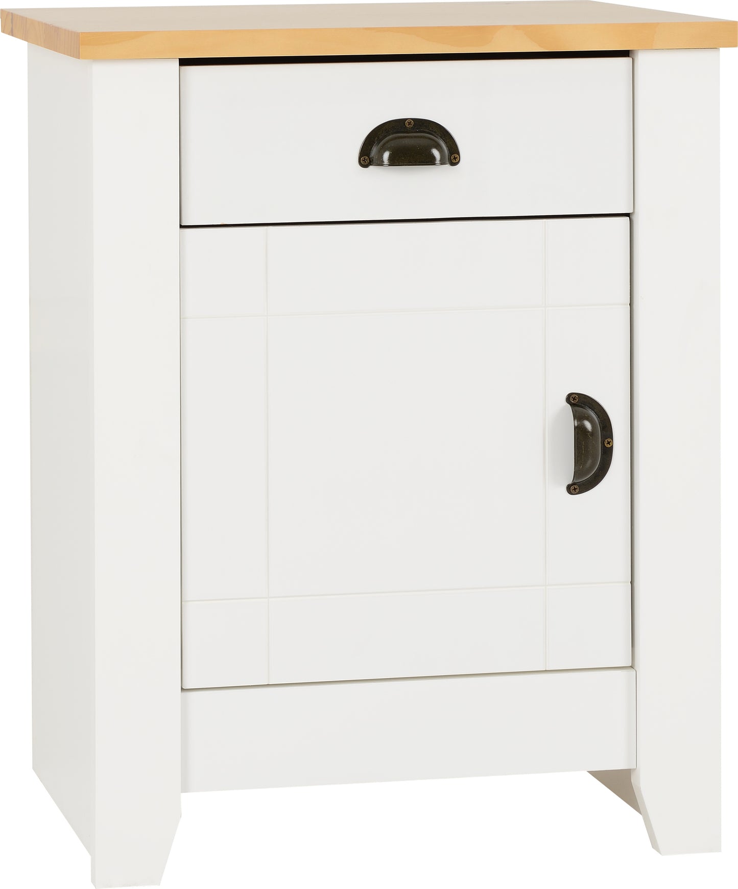 LUDLOW 1 DRAWER 1 DOOR BEDSIDE - WHITE/OAK LACQUER