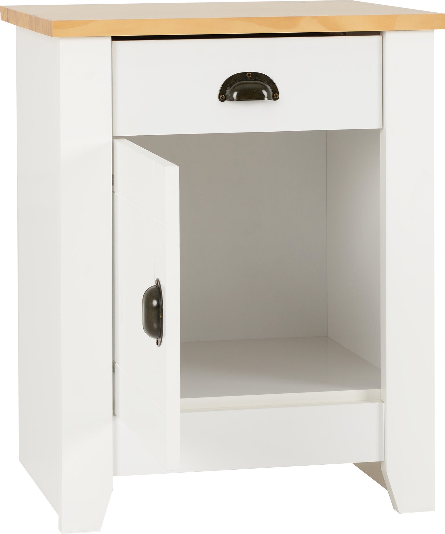 LUDLOW 1 DRAWER 1 DOOR BEDSIDE - WHITE/OAK LACQUER