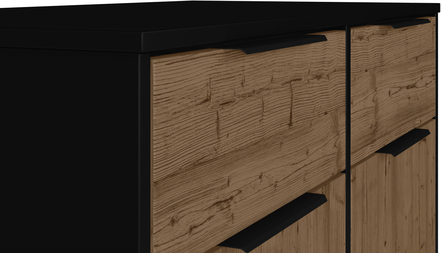 MADRID 2 DOOR SIDEBOARD - BLACK/ACACIA EFFECT