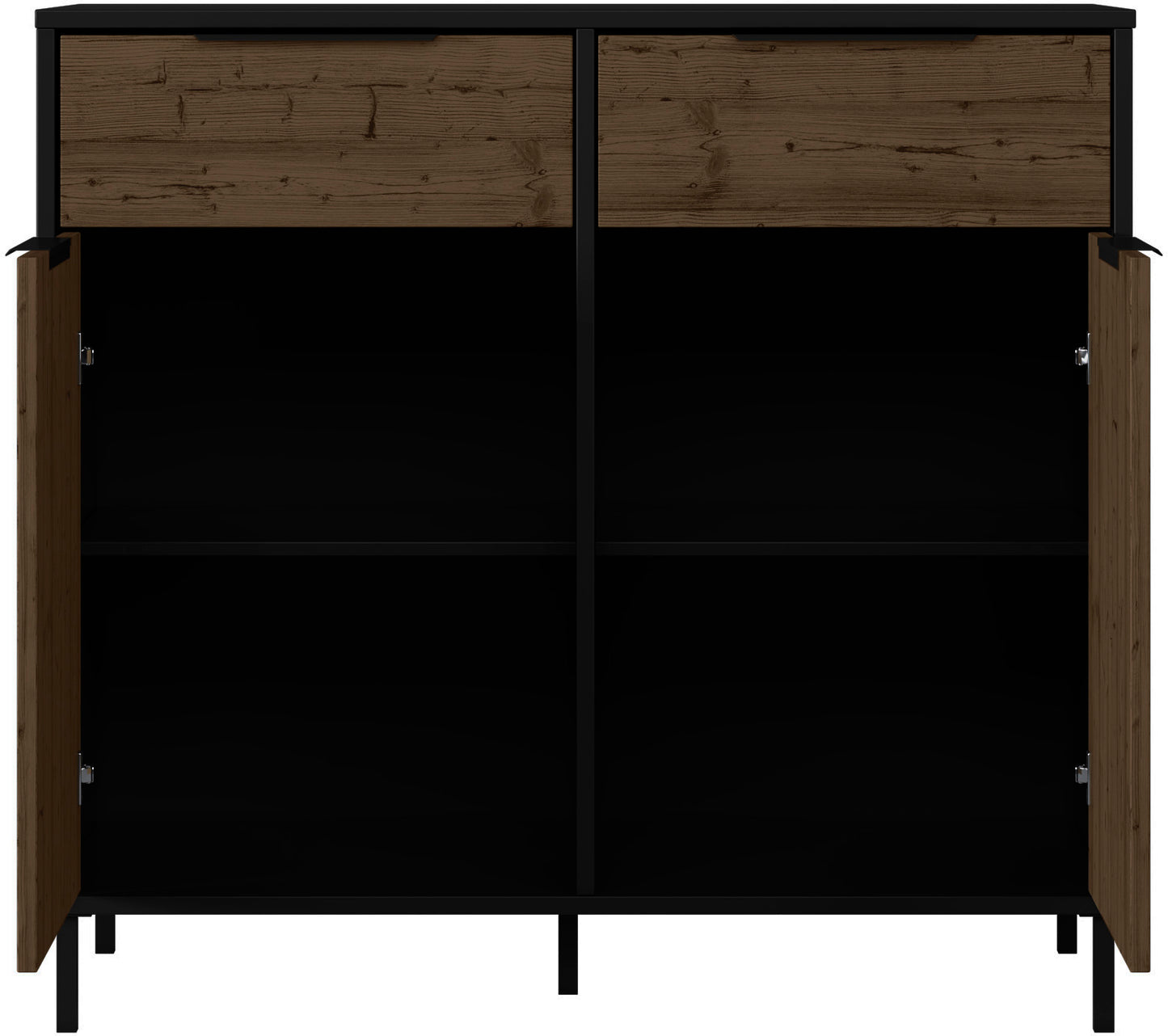 MADRID 2 DOOR SIDEBOARD - BLACK/ACACIA EFFECT