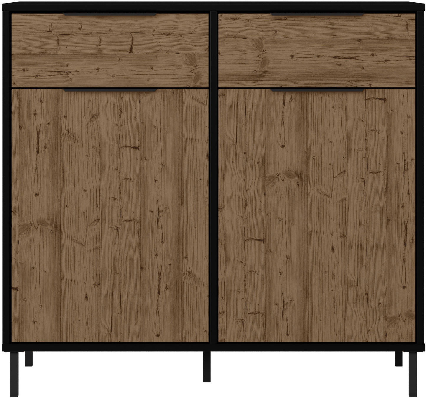 MADRID 2 DOOR SIDEBOARD - BLACK/ACACIA EFFECT