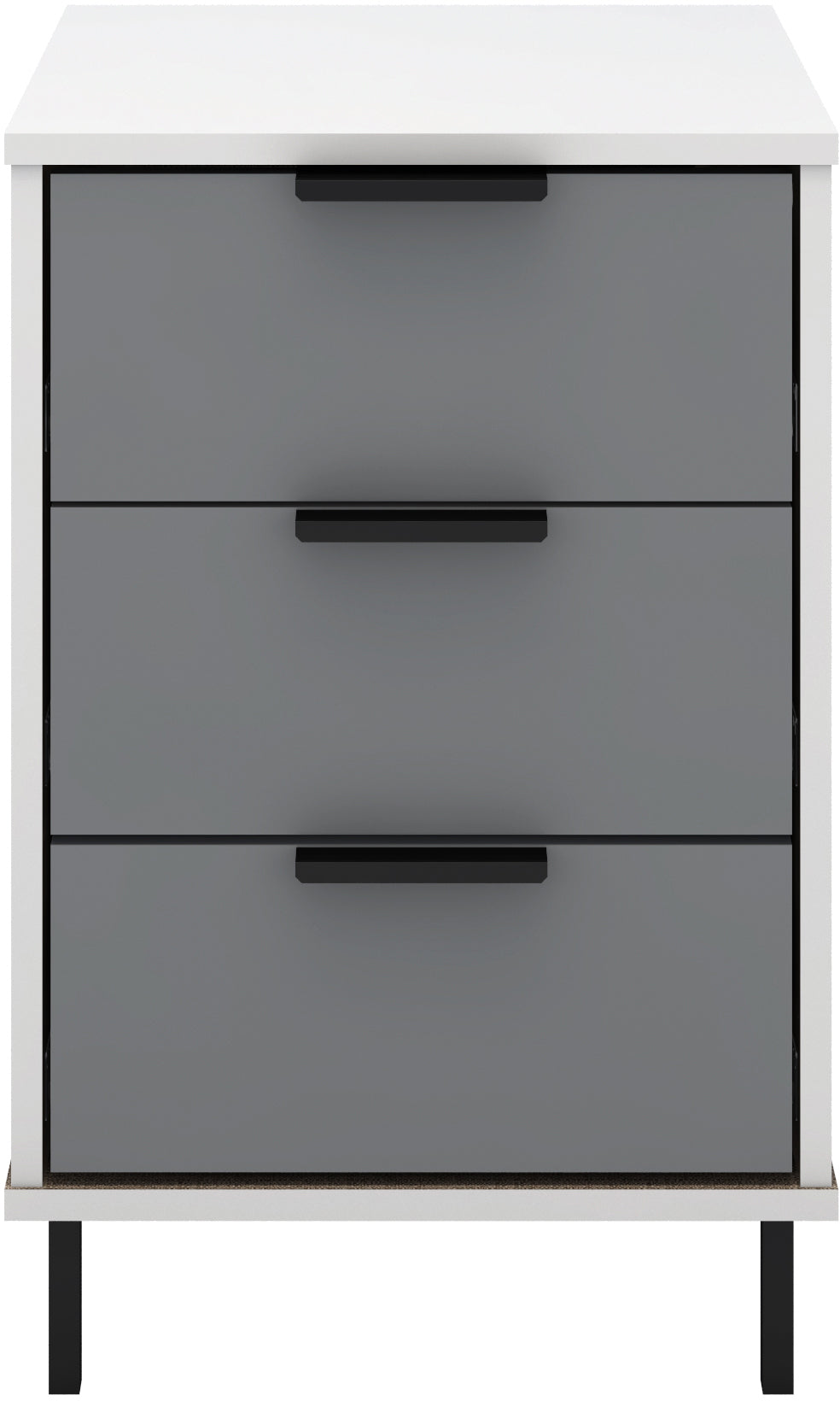 MADRID 3 DRAWER BEDSIDE - GREY/WHITE GLOSS