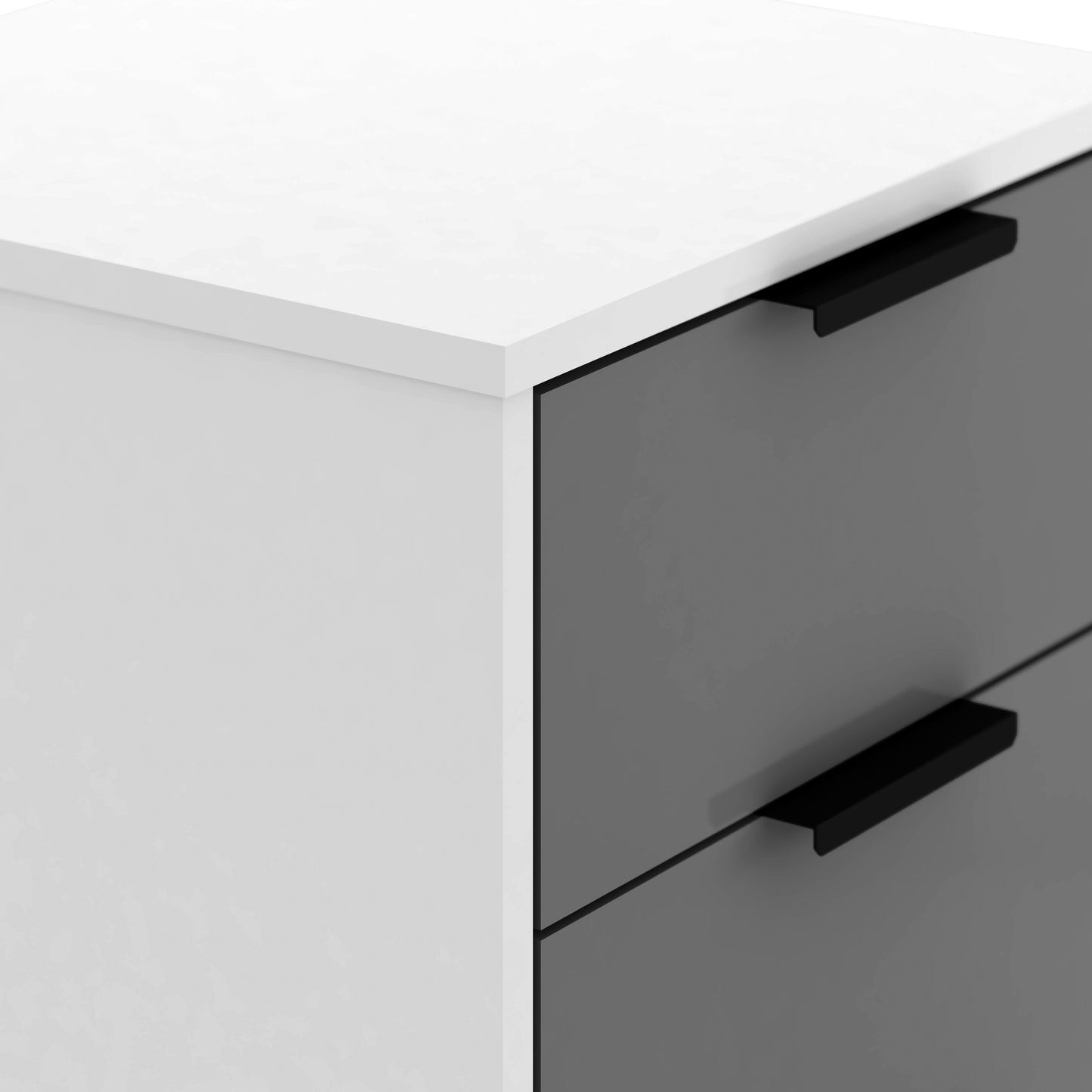 MADRID 3 DRAWER BEDSIDE - GREY/WHITE GLOSS