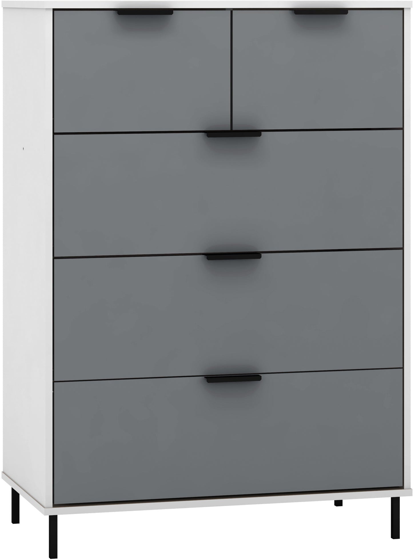 MADRID 3+2 DRAWER CHEST - GREY/WHITE GLOSS