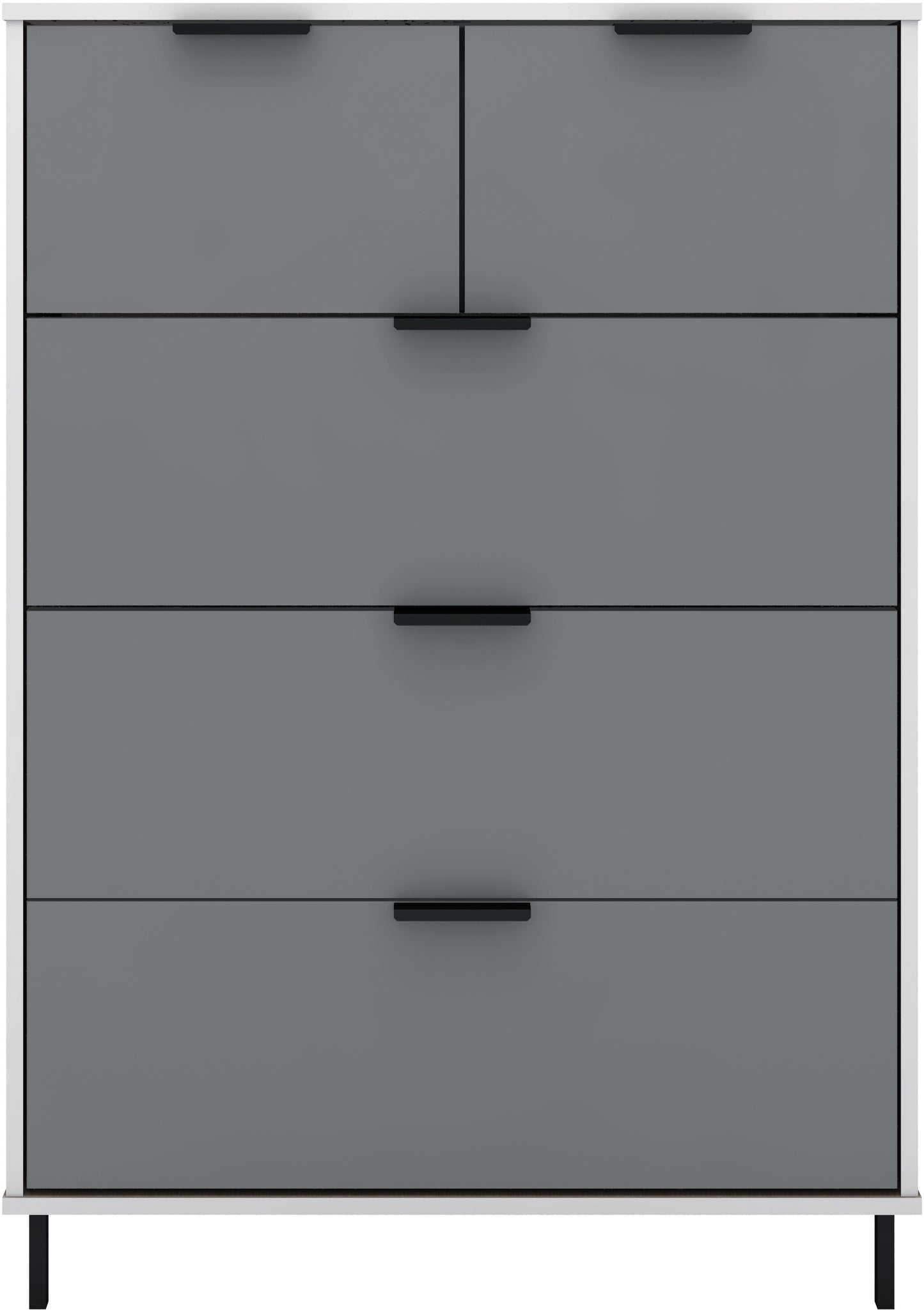 MADRID 3+2 DRAWER CHEST - GREY/WHITE GLOSS