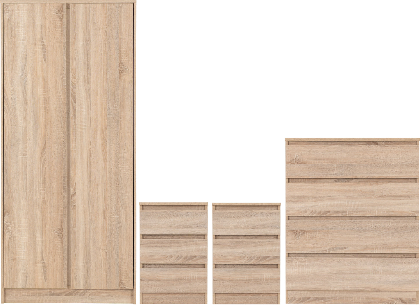 MALVERN 2 DOOR WARDROBE BEDROOM SET - SONOMA OAK EFFECT