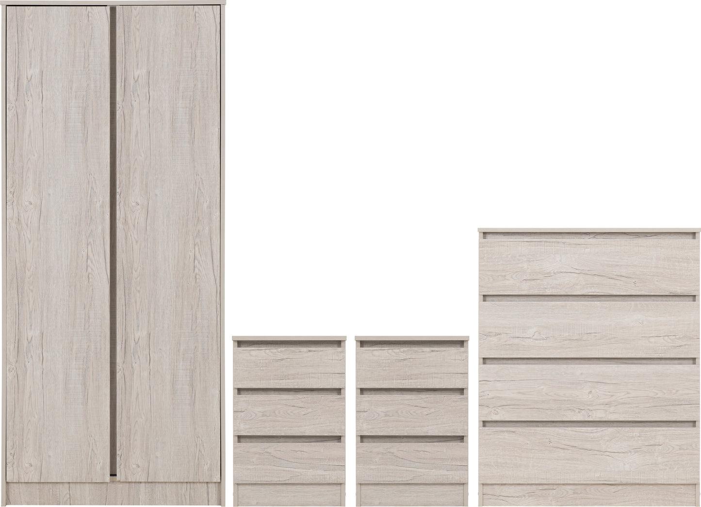 MALVERN 2 DOOR WARDROBE BEDROOM SET - URBAN SNOW