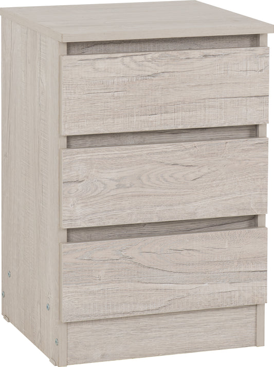 MALVERN 3 DRAWER BEDSIDE - URBAN SNOW