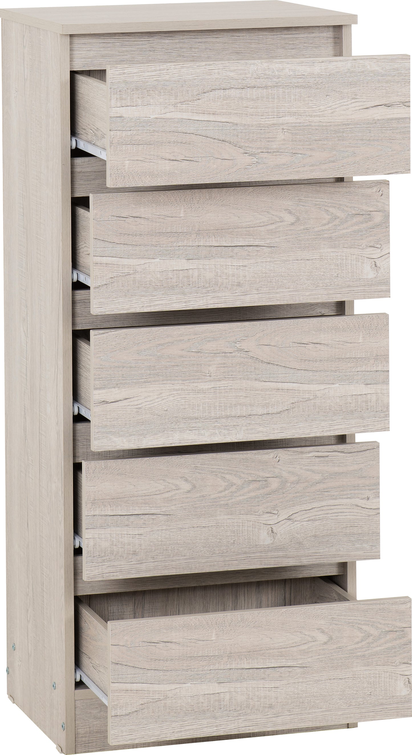 MALVERN 5 DRAWER NARROW CHEST - URBAN SNOW