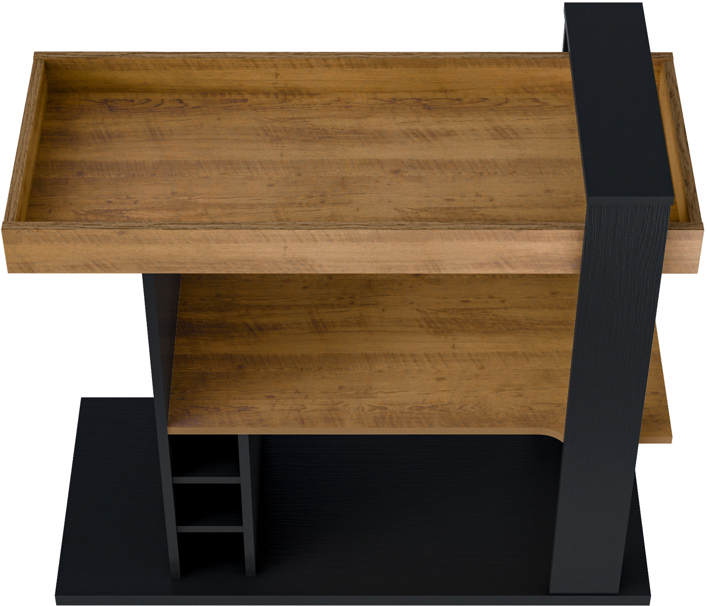 NAPLES BREAKFAST BAR/DRINKS CART - BLACK/PINE EFFECT BLACK/PINE EFFECT