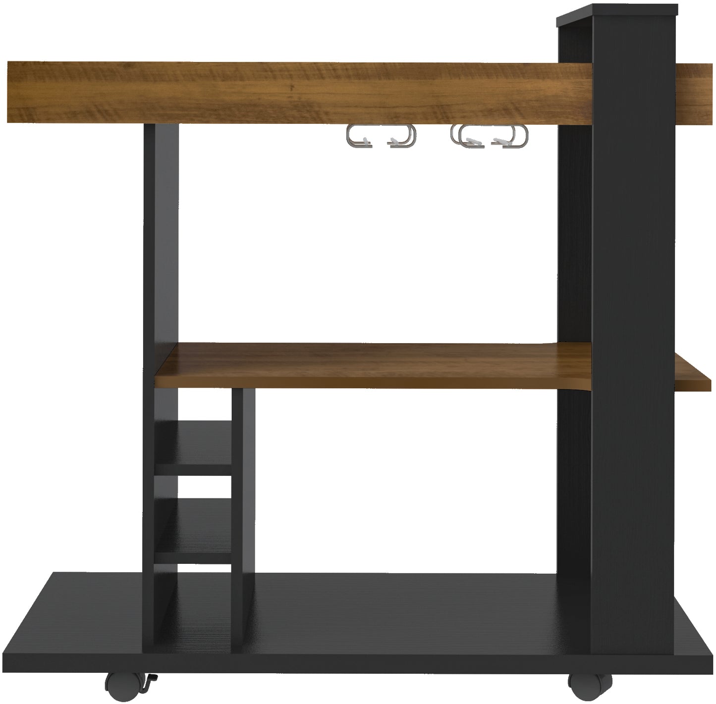 NAPLES BREAKFAST BAR/DRINKS CART - BLACK/PINE EFFECT BLACK/PINE EFFECT