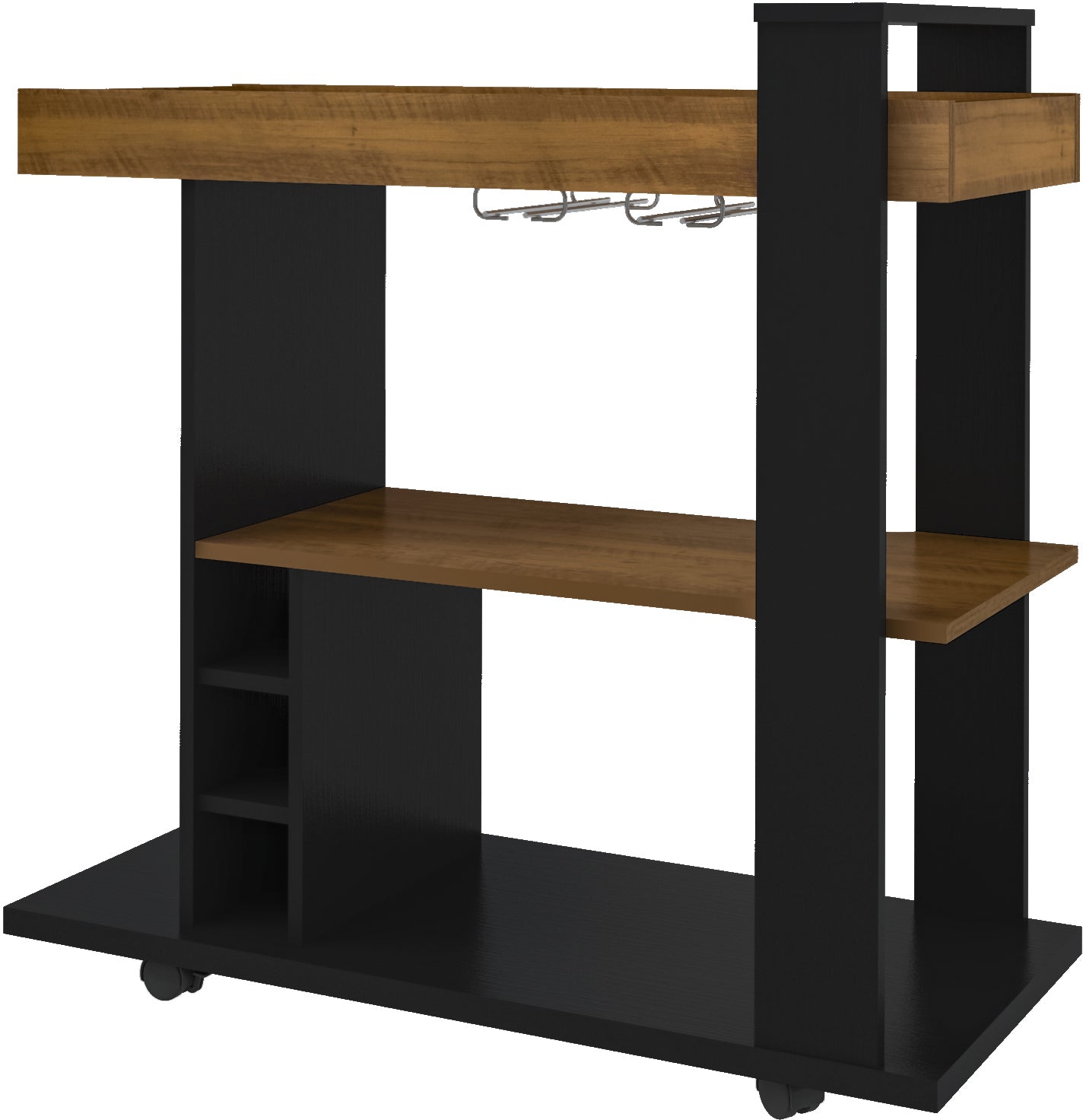 NAPLES BREAKFAST BAR/DRINKS CART - BLACK/PINE EFFECT BLACK/PINE EFFECT